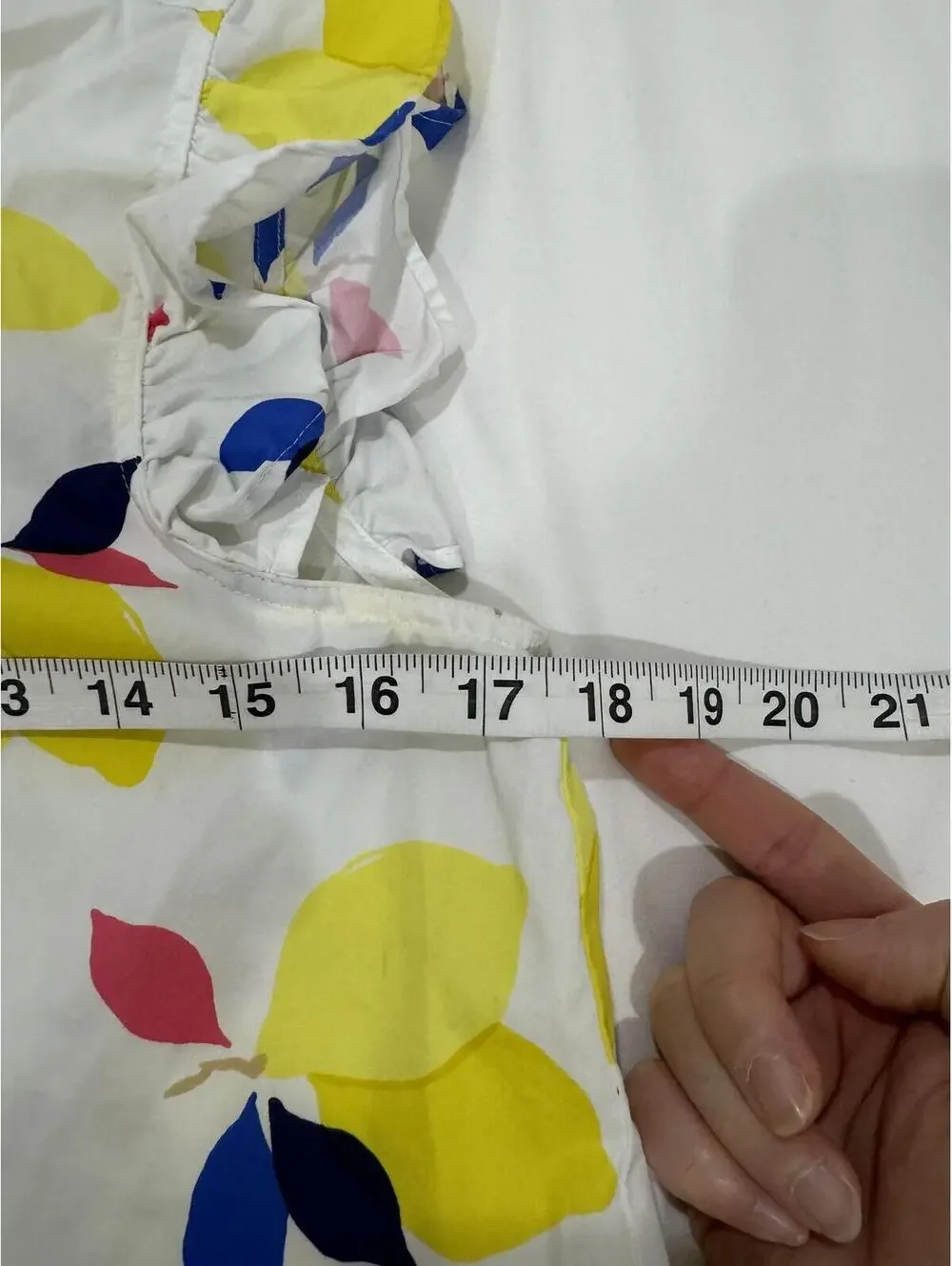 Kate Spade New York Lemon Print Ruffle Sleeve Top White Yellow XS - Picture 7 of 9